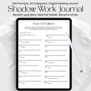 Shadow Work 500 Prompts | Inner Child Healing Anxiety Relationships Self-Therapy | Spiritual Digital Workbook | Shadow Work Journal Basics
