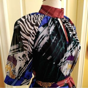 Mixed Media Structured Blouse.  New York & Company Sheer Designer Top. See video Vintage