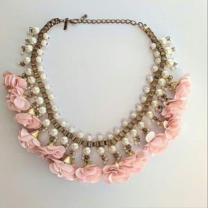 INC Ivory Pearl & Pink Rose Necklace INC International Concepts Faceted Sparkle