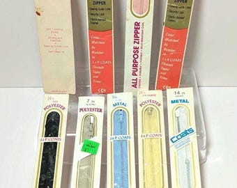 9 Vintage Zippers Neutral Palette Subtle Color – J&P Coats and Talon – 7"–20" – Vintage Original Packaging Mid Century Quality
