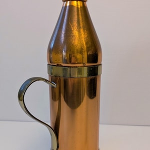 Copper Coffee Server with Lid – Two-Tone Copper & Brass – Mid-Century European – Circa 1955 – Vintage Sculptural Coffee Tea Pot