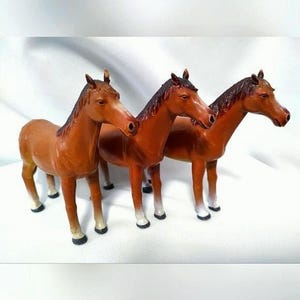 Vintage 1994 Toy Horses: Brown Equestrian Action Figures, Lot of 3