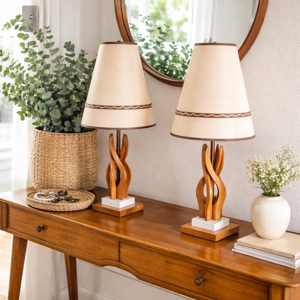 50s Wood Lamp - Etsy