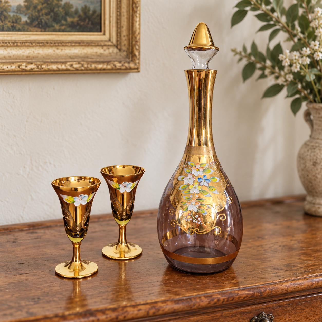 Mid Century Amber Glassware Decanter - Etsy