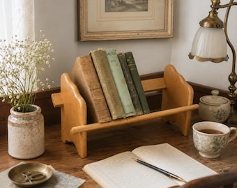 Vintage Yugoslavian Wooden Book Trough | Mid Century Book Rack | Scandinavian Magazine Holder