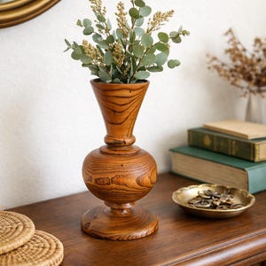 Vase/bougeoir vintage en bois d'olivier de Russie tourné à la main – Fabrication artisanale
