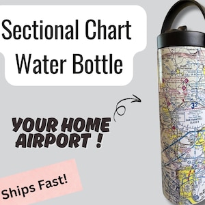 Personalized Travel Cup Stainless Steel Insulated Bottle Sectional Chart Navigation Theme Water Container Gift Pilot Training Accessory