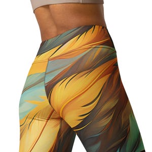 Boho Feather Leggings, Visionary Art Yoga Pants, Festival Clothing, Party Pants, Rave Clothing, Yoga Leggings, Gym Apparel