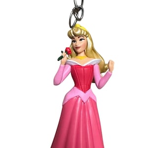Disney Store Sleeping Beauty Aurora Pink princess  PVC FIGURE bag dangle / keychain keyring 3.5&quot;