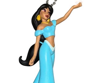Disney Store Aladdin princess Jasmine PVC FIGURE 3.5" fan light pull / bag dangle