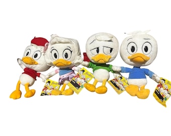 Peluche oficial de Disney de Patoaventuras: Louie, Huey, Dewey y Webby. Juguetes de peluche suaves, nuevos con etiqueta, 25 cm.