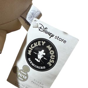 Puede incluir: Una etiqueta de Disney Store con el logotipo de Mickey Mouse Memories. La etiqueta es blanca con texto negro y un logotipo circular con Mickey Mouse. La etiqueta tambi&eacute;n incluye el texto "Serie 11/12" y "Edici&oacute;n Limitada".
