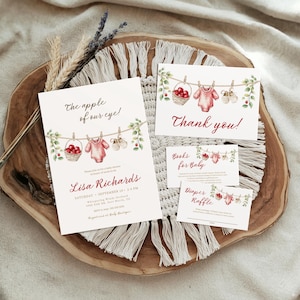 Apple Orchard Baby Shower Decor Bundle: Invitation, Cards, Sign (Canva Template, Digital Download)