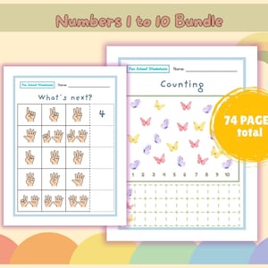 Numbers 1 to 10 Bundle, Counting 1 to 10, Worksheets for Preschool and Kindergarten