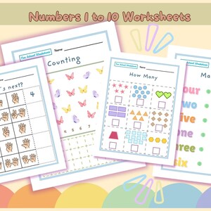 Numbers 1 to 10 Worksheets, Counting 1 to 10, Worksheets for Preschool and Kindergarten