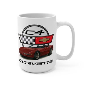 Corvette Lover&#39;s Mug | 15oz Corvette C4 Cup, Perfect Gift for Car Enthusiasts, Birthday, Father&#39;s Day, Collectible