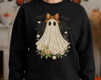 Gebloemd kant Ghost PNG, Halloween Cottagecore-ontwerp (digitale download)