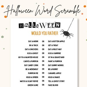 Halloween wil je liever, Halloween-spellen, Halloween-game-avond, Halloween-feestspel, dit of dat, Halloween-activiteit, Halloween-feest