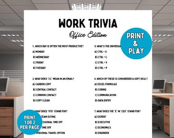 Office Trivia Game, Teambuilding Icebreaker (afdrukbare pdf)