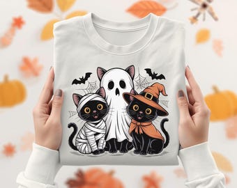 Retro Halloween schwarze Katze Kürbis PNG, Gothic Herbst Design, Herbst Girly Png, Retro Herbst Katze Png, Katzenliebhaber PNG, Halloween Katze im Kostüm