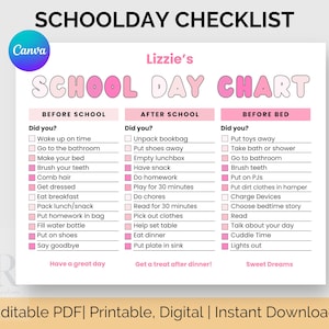 Editable Chore Chart for Kids, Girls Chore Chart, Editable Chore Chart, Canva Chore Chart, Toddler Chore Chart, Family Chore Chart