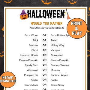 Halloween Would You Rather, Halloween Games, Halloween Game Night, Halloween Party Game, This or That, Halloween Activity, Halloween Party