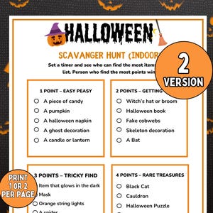 Halloween Scavenger Hunt, Halloween Game, Halloween Party Game, Scavenger Hunt, Halloween Activity, Halloween Party, Halloween Scavenger