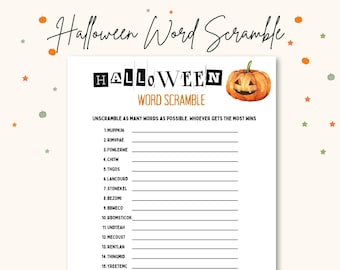 Halloween Word Scramble, Halloween Games, Halloween Game Night, Halloween Party Game, Word Scramble, Halloween Activity,  Halloween Party