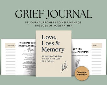 Grief Journal for Loss of Father, Sympathy Gift (PDF)