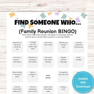 Bingo para impressão de reunião familiar, Bingo para encontrar o convidado, Jogo para encontrar o convidado, Jogos para reunião familiar, Jogos para impressão de reunião familiar, Reunião