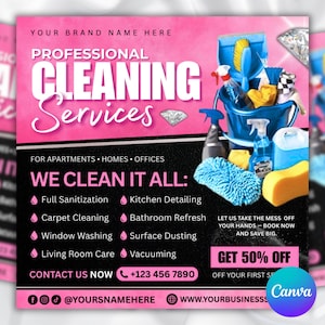 Reinigungsservice Flyer, DIY Flyer Template Design, Professionelle Reinigung Flyer, Maid Service Flyer, Vorgefertigte Hausreinigung Hausmeister Flyer