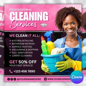 Cleaning Services Flyer, DIY Flyer Template Design, Professional Cleaning Business Flyer, Cleaning Checklist Flyer, Cleaning Business Flyer