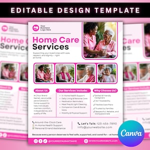 Flyer für den Hauspflege-Service, bearbeitbarer Flyer für die häusliche Pflege, Flyer für die Gesundheitsfürsorge, Flyer für den Altenpflege-Service, vorgefertigter Flyer für die Altenpflege