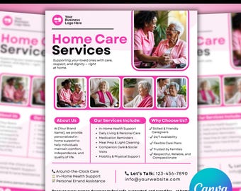 Editable Home Care Flyer Template, Senior Elderly Health Services Design