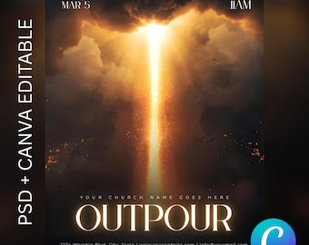 Pentecost Sunday Church Flyer Template: Outpour Revival Design (Canva & PSD)