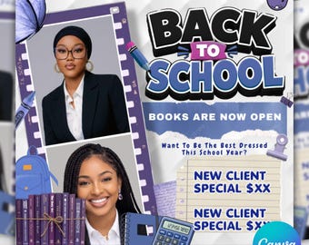 Back To School Hair Salon Flyer Template, Beauty Booking Canva (Instant Download)