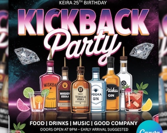 Folleto editable para fiestas, invitación a eventos de DJ en clubes, diseño para redes sociales en Canva (descarga instantánea)