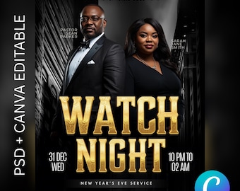 Plantilla de folleto para el servicio de la Nochevieja / Archivo PSD editable de Canva