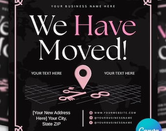 We Have Moved Flyer Template, New Location Announcement, Business Social Media Design (Digital Download)