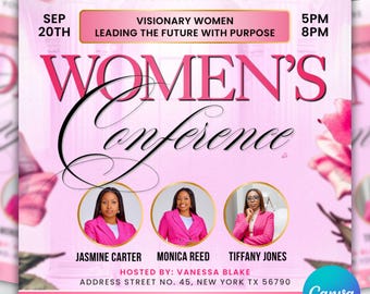 Women's Conference Flyer Template: Visionary Women Event (Canva Editable)
