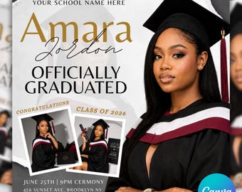 Class of 2026 Graduation Invitation Flyer, Editable Canva Template (Digital Download)