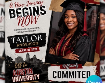 Senior 2026 College Decision Day Flyer, University Commitment (Canva Template)
