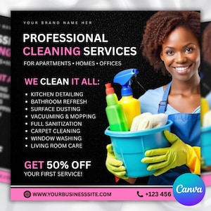 Reinigungsservice Flyer, DIY Flyer Template Design, Professionelle Reinigung Flyer, Maid Service Flyer, Vorgefertigte Haus & Büroreinigung Flyer
