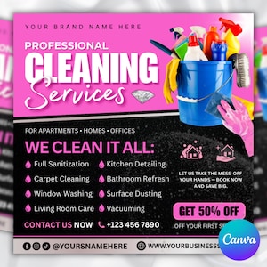Reinigungsservice Flyer, DIY Flyer Template Design, Professionelle Reinigung Flyer, Maid Service Flyer, Vorgefertigte Haus & Büroreinigung Flyer
