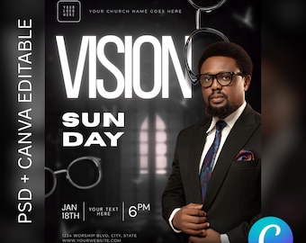 Vision Sunday Church Flyer Template | Modern Ministry Design (Canva, PSD)