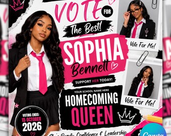 Homecoming Queen Election Flyer, Vote For Me Campaign Template (Digital Download)