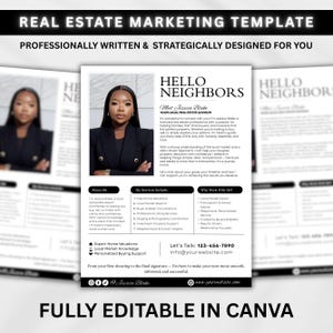 Volantino di presentazione immobiliare, lettera di benvenuto, nuovo agente, marketing immobiliare, lettera di presentazione, agricoltura, modello Canva