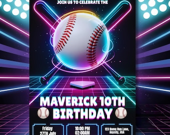 Editable Baseball Drip Invite, Ice Cream Drip Birthday Invitation, Athletic Baseball Birthday Party Digital Invitation, Softball Rookie Year