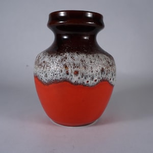 Vintage Fat Lava Vase West German Pottery | Red Orange Drip Glaze Vase | 1960s Mid Century Modern Lava Glaze Art Pottery