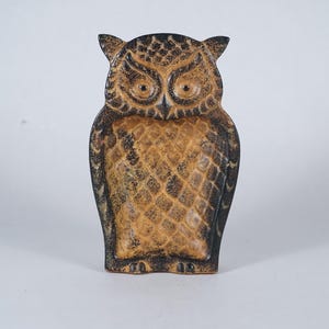 Vintage Ceramic Owl Dish – Speckled Brown Glaze Trinket Tray or Ashtray – Midcentury Style Catchall